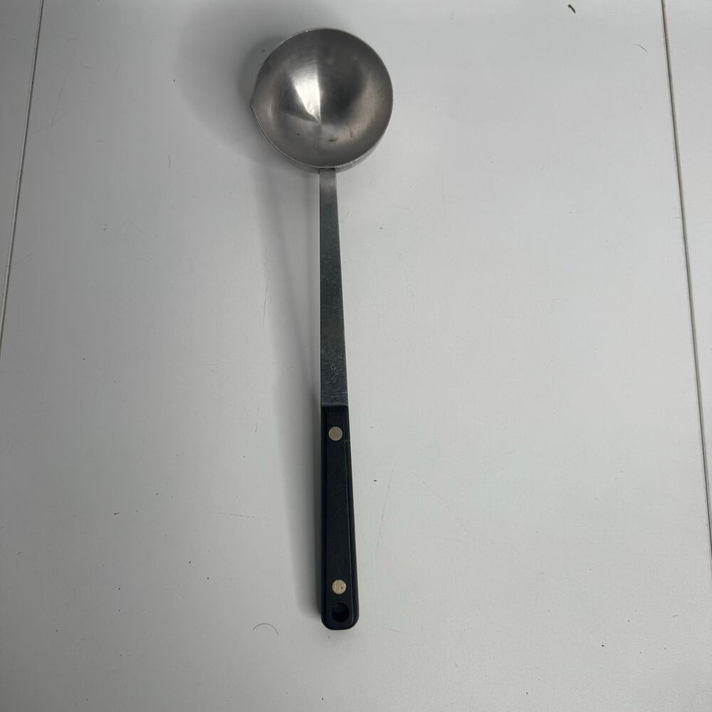 Flat VTG Flint Arrowhead Ladle Stainless Riveted Black Composite Handle USA